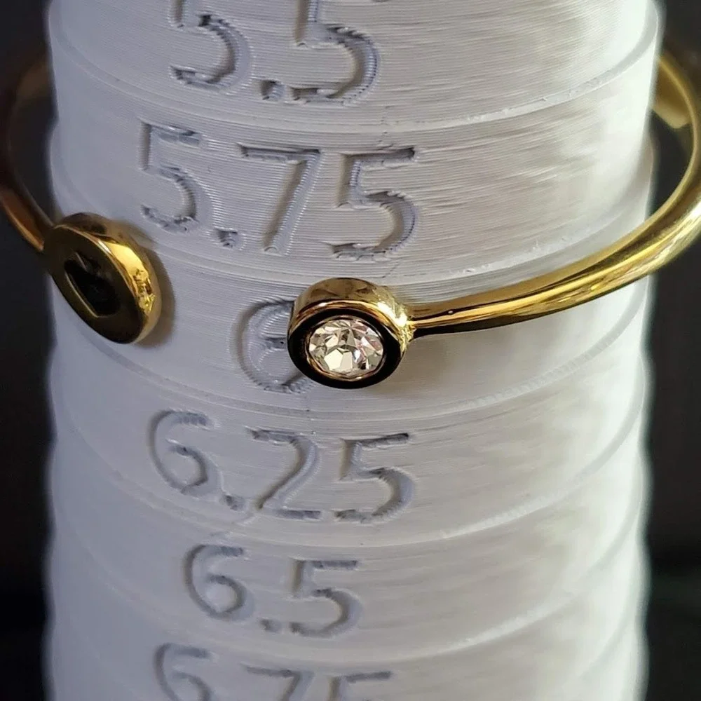 Kate Spade Spot the Spade Open‎ Cuff Gold Plated Black Enamel Clear Crystal - Picture 6 of 8